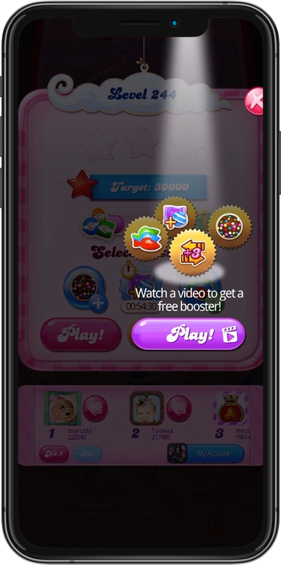 Candy Crush mobile game Rewarded Advertising 