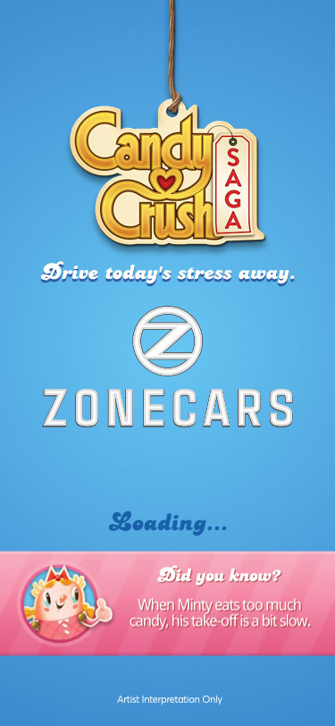 Candy Crush Integrated Media ad experience load screen example