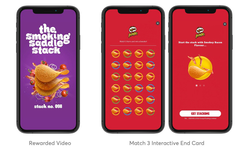 Étude des vidéos avec récompenses de Pringles et des vidéos avec encarts Match 3