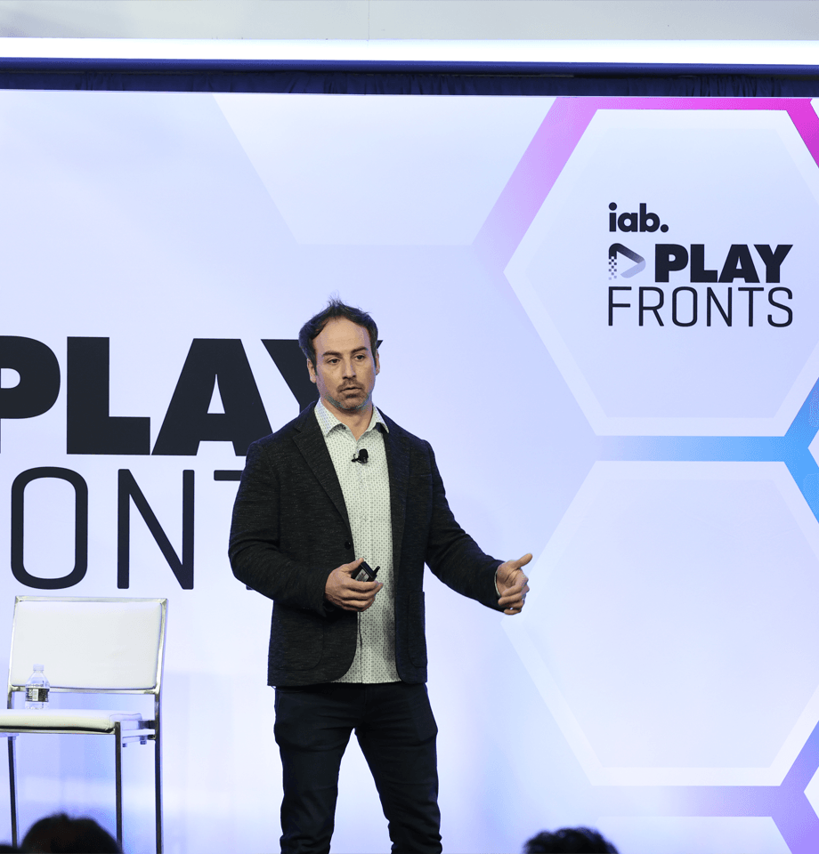 Jonathan Stringfield on stage at IAB PlayFronts 2022
